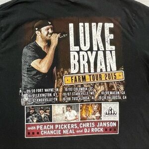 Luke Bryan Band graphic Tee Farm Tour 2015 Large good condition Country Music 